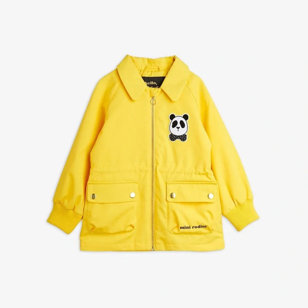 Mini Rodini Yellow Kids Jacket with Panda Patch